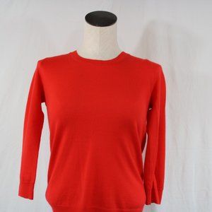 J.Crew Orange X-Small 100% Merino Wool Thin Knit Pullover Crew Neck…